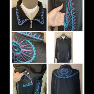 Bob Mackie Wearable Art Jacket Embroidered Moon & Sunrise -1X